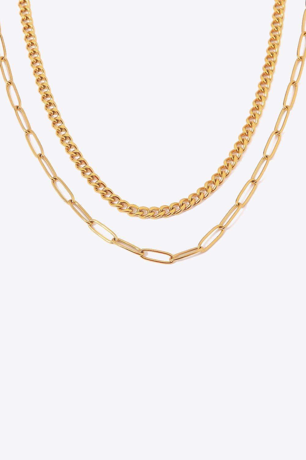 18K Gold Plated Layered Chain Necklace - Admiresty