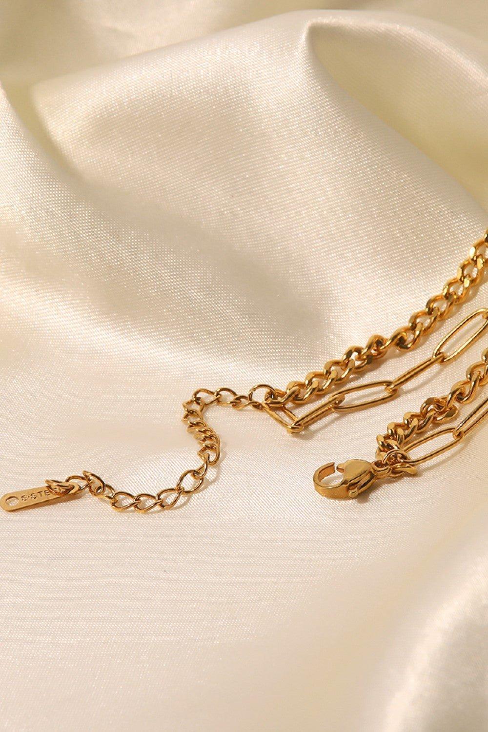 18K Gold Plated Layered Chain Necklace - Admiresty