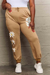 Simply Love Full Size Drawstring Flower & Skull Graphic Long Sweatpants