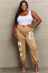 Simply Love Full Size Drawstring Flower & Skull Graphic Long Sweatpants