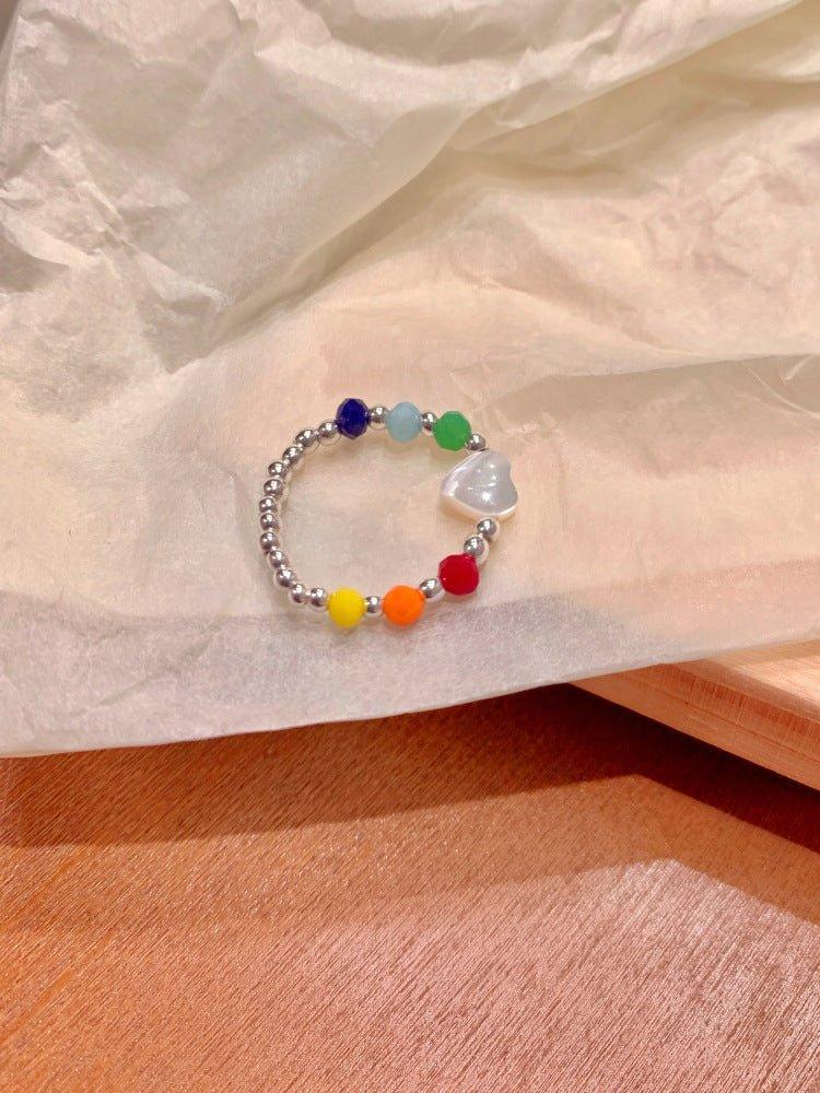 Acrylic Beaded Heart Ring - Admiresty