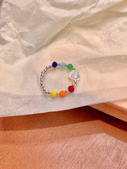 Acrylic Beaded Heart Ring - Admiresty