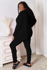 Basic Bae Bamboo Full Size V - Neck Long Sleeve Top and Pants Lounge Set - Admiresty