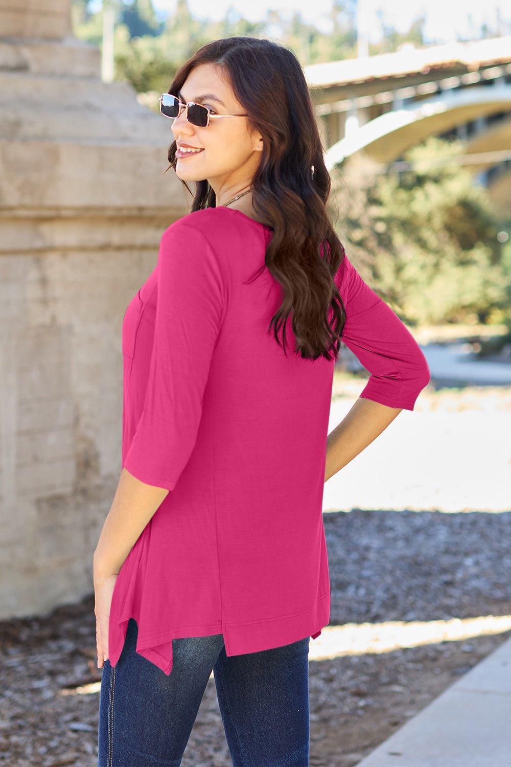 Basic Bae Full Size Round Neck Pocketed T - Shirt - Admiresty