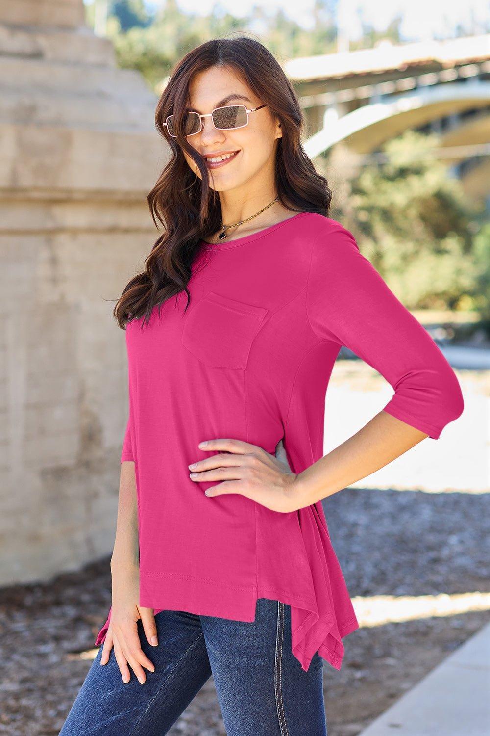 Basic Bae Full Size Round Neck Pocketed T - Shirt - Admiresty