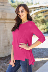 Basic Bae Full Size Round Neck Pocketed T - Shirt - Admiresty