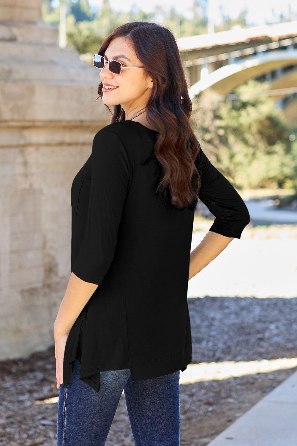 Basic Bae Full Size Round Neck Pocketed T - Shirt - Admiresty