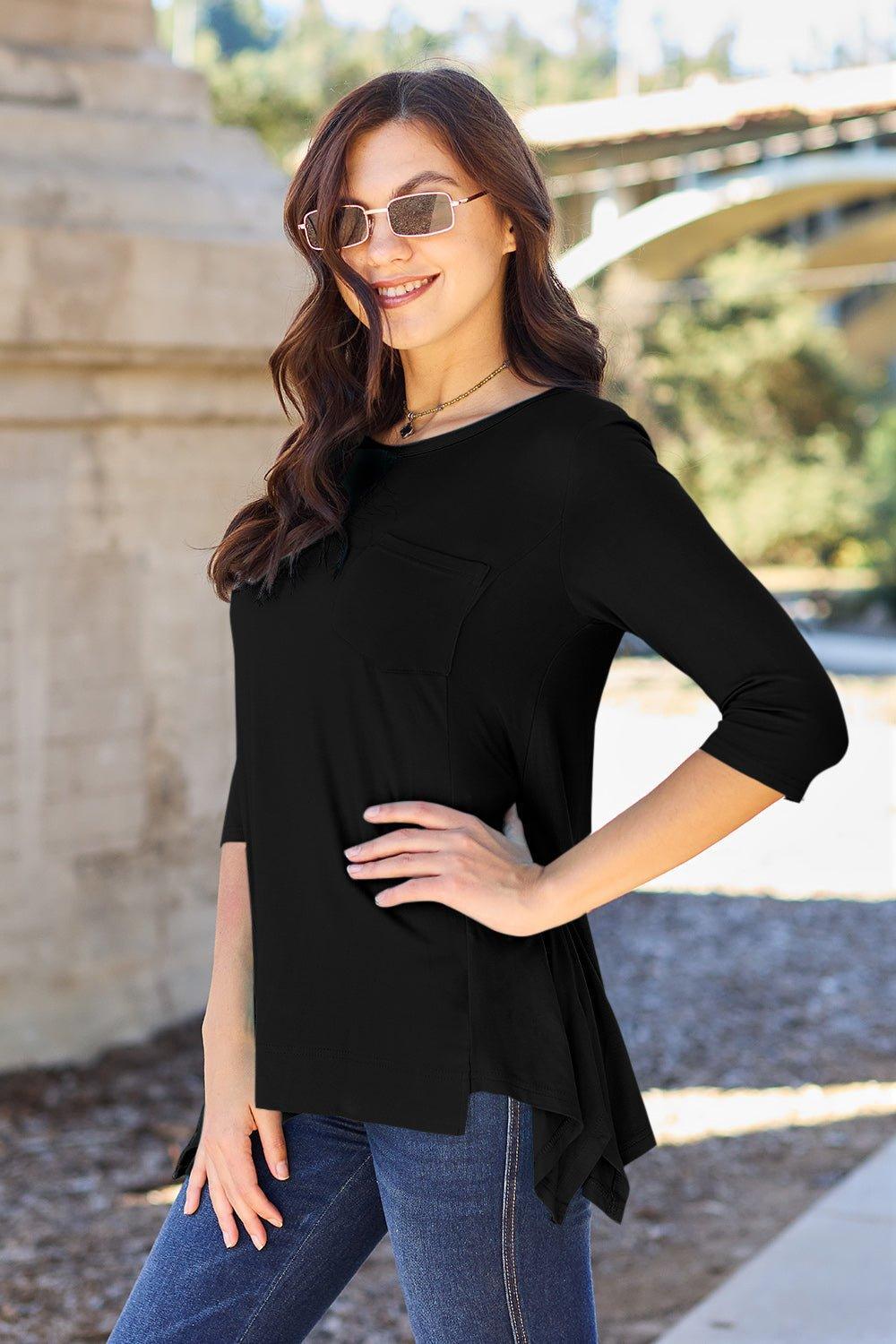 Basic Bae Full Size Round Neck Pocketed T - Shirt - Admiresty