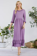 Celeste Full Size Layered Ruffle Hem Dress with Pockets - Admiresty