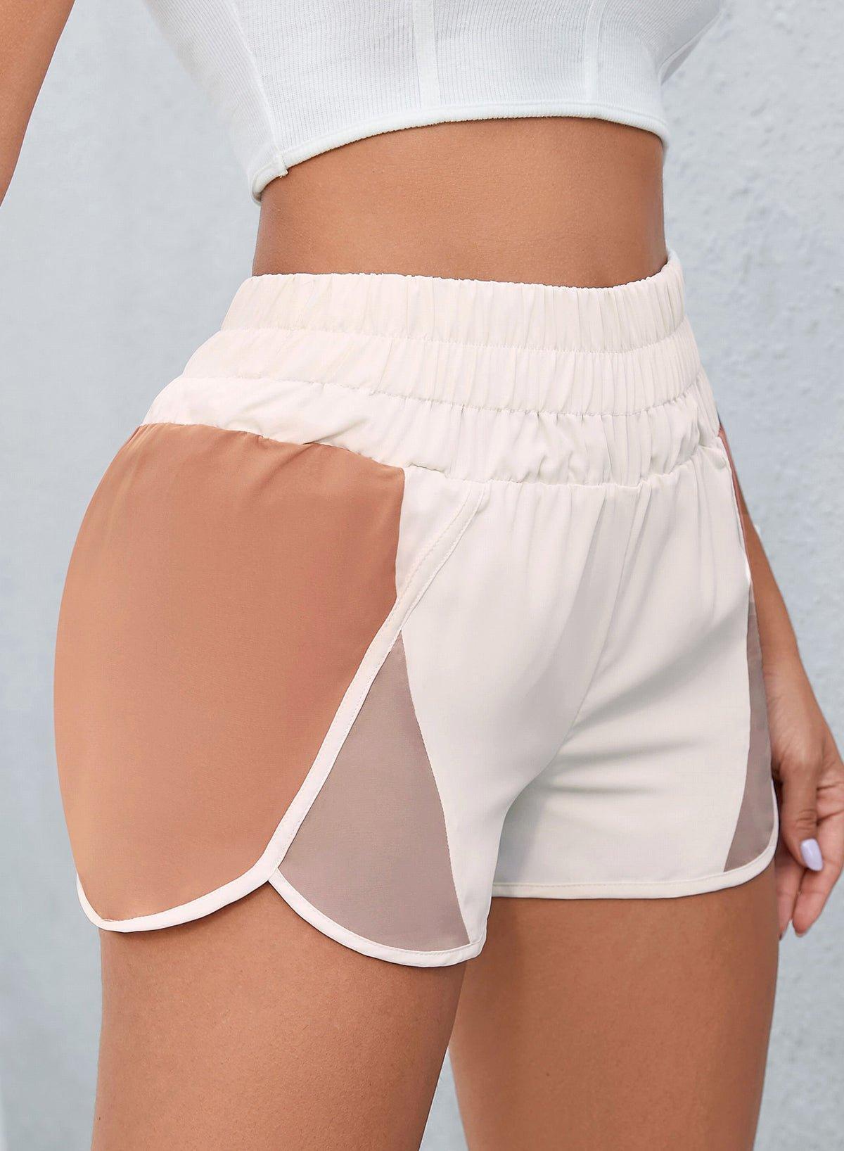 Color Block Wide Waistband Shorts - Admiresty